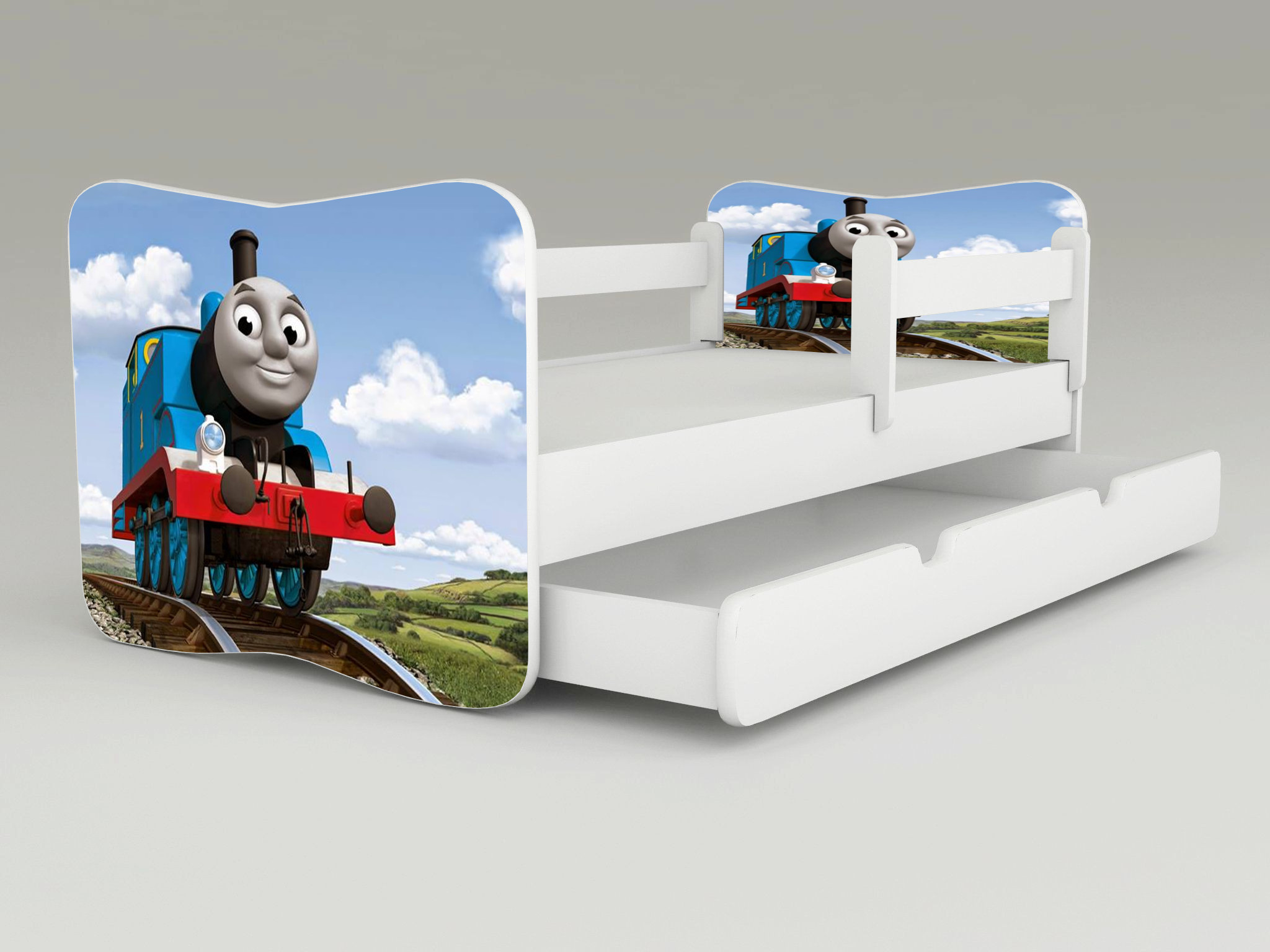 Detská posteľ s odnímateľnými bočnicami + šuflík Tomáš